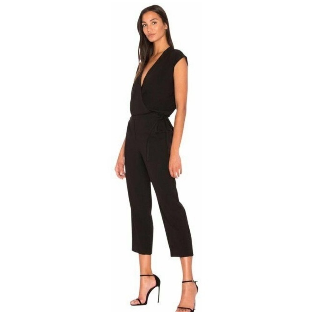 Theory Lyoral Elevate Crepe Jumpsuit Wrap V-neck Sleeveless